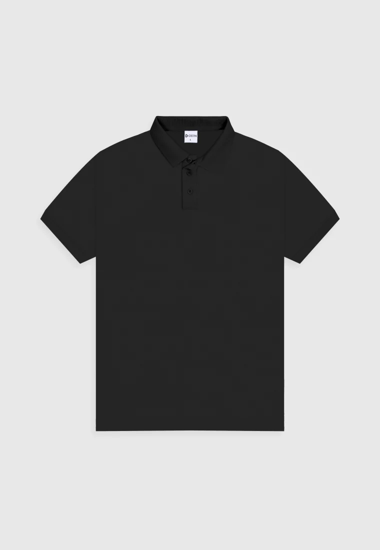 Black Polo Shirt in Cotton Blend
