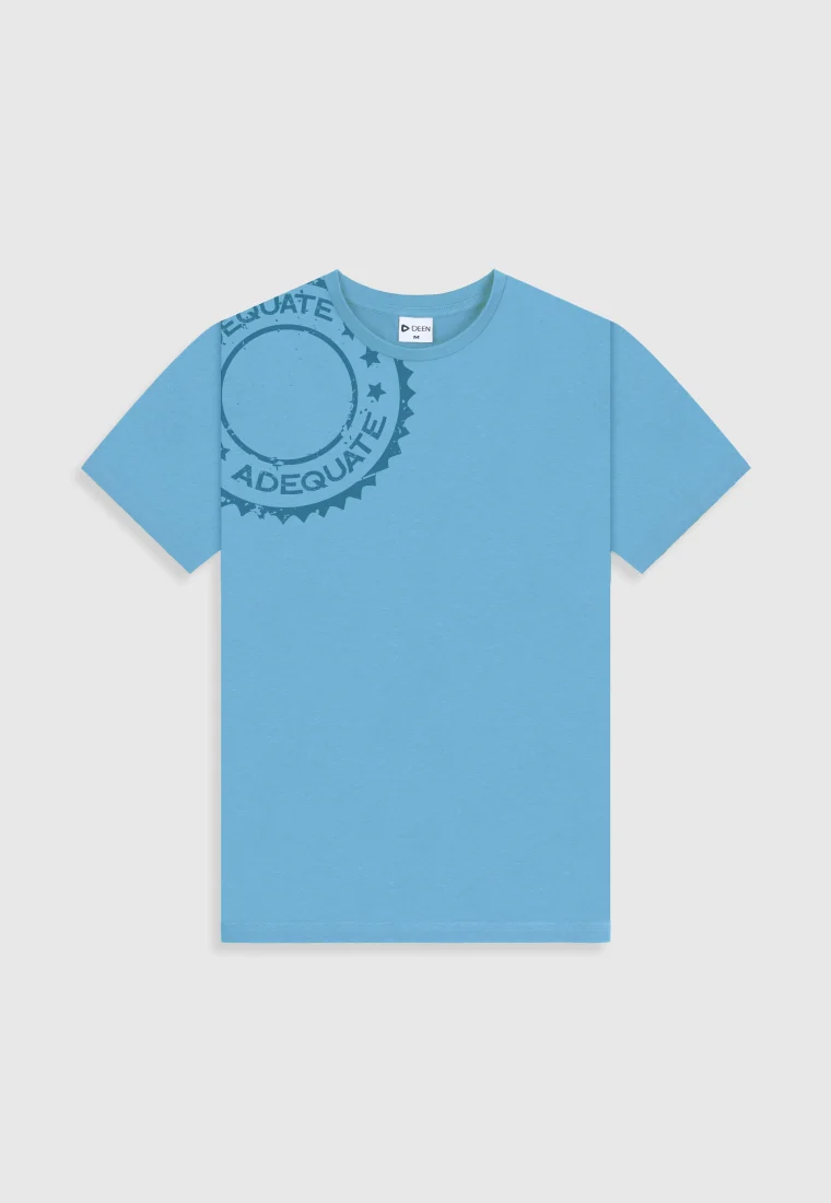 Cotton Strom Blue T-shirt with Print