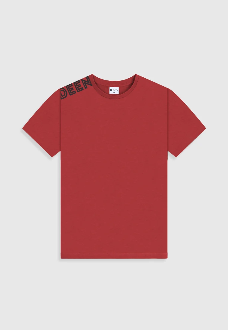 Cotton Maroon T-shirt with Logo Artwork