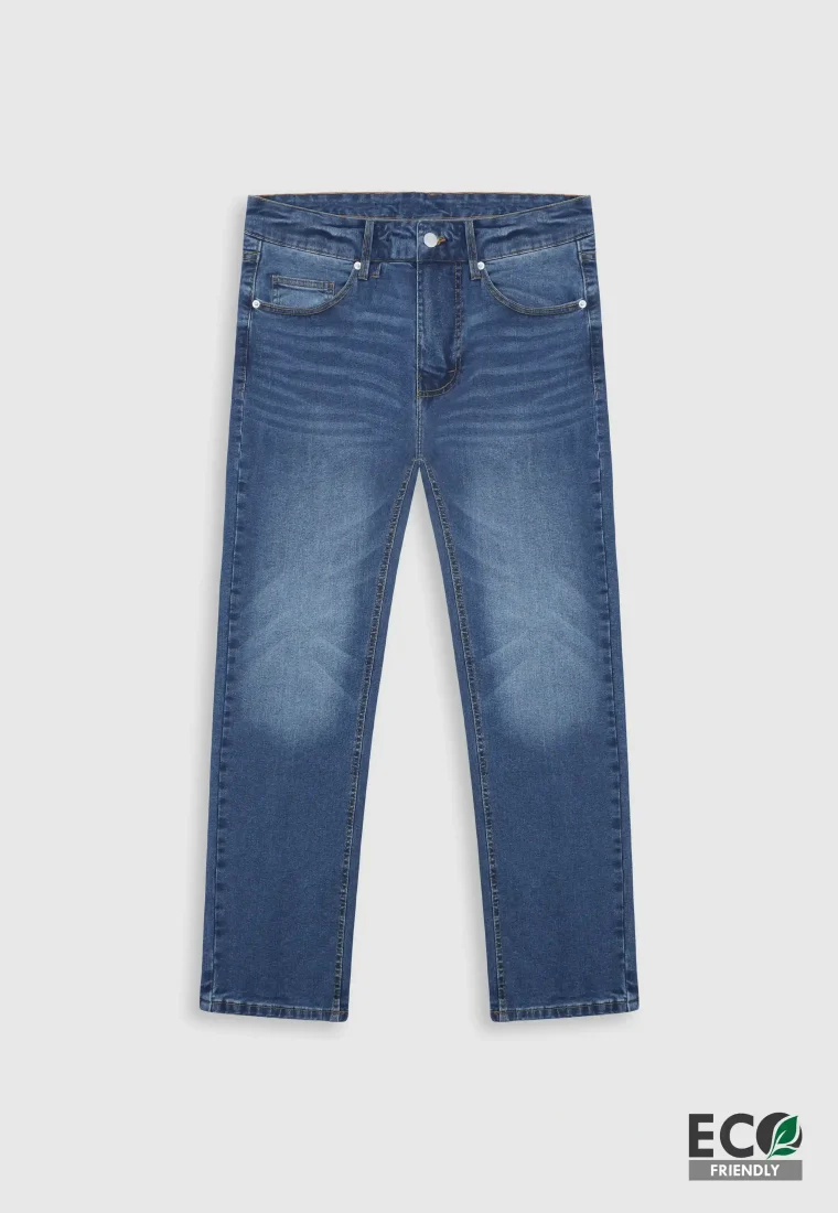 Regular Fit Mid Wash Blue Jeans